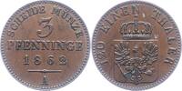 Brandenburg-Preußen 3 Pfennig Wilhelm I. 1861-1888. -