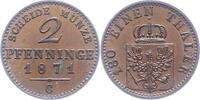 Brandenburg-Preußen 2 Pfennig Wilhelm I. 1861-1888. -