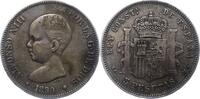 5 Pesetas 1890  MP Spanien Alfons XIII. 1886-1931. Fast sehr schön