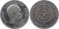 Sachsen 2 Mark 1877 E Albert 1873-1902. Schön - sehr schön