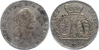 2/3 Taler 1775 Sachsen-Albertinische Linie Friedrich August III. 1763-1806. Seltenerer Jahrgang. Schöne Patina. Vorzüglich +