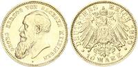Sachsen-Meiningen 10 Mark 1890 D Georg II. 1866 - 1914 vorzüglich / fast stempelglanz