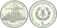 DDR 5 Mark Gedenkmünze Überseehafen Rostock -