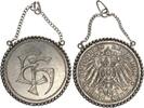 3 Mark 1910 Kaiserreich gehenkelt als Kettenanhänger & graviert