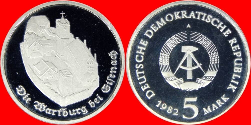 DDR 5 Mark 1982 Wartburg Eisenach Polierte Platte Offen Proof PP MA ddr-5-mark-1982-wartburg-eisenach-polierte-platte-offen-proof-pp-ma