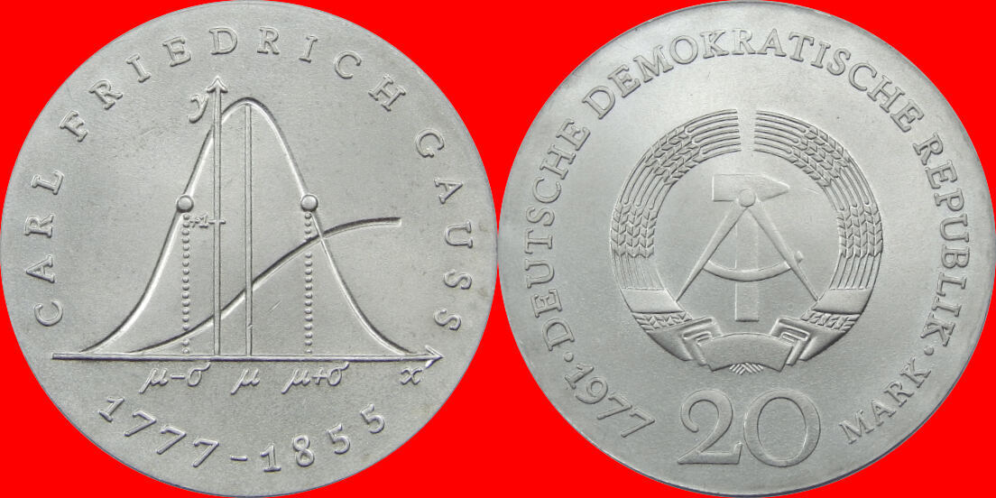 DDR 20 Mark 1977 (-A64-) Carl Friedrich Gauß unz., leicht fleckig | MA ...