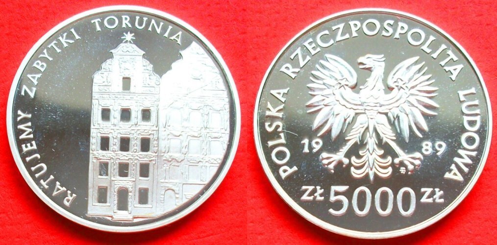 Polen 5000 Zlotych 1989 Historische Bauwerke In Thorn Polierte Platte polen-5000-zlotych-1989-historische-bauwerke-in-thorn-polierte-platte