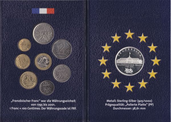 Frankreich Die letzten nationalen Kursmünzen vor der EuroWährung