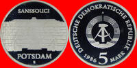 DDR 5 Mark 1986 Schloß Sanssouci Polierte Platte offen, Proof PP 29,00 EUR  zzgl. 2,00 EUR Versand