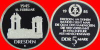 DDR 5 Mark 1985 Frauenkirche in Dresden Polierte Platte offen, Proof PP 23,00 EUR  zzgl. 2,00 EUR Versand