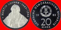 DDR 20 Mark 1983 Martin Luther Silber in Kapsel Polierte Platte offen, P... 305,00 EUR kostenloser Versand