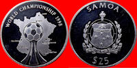 Samoa 25 Dollar 1998 Fussball WM 1998 Frankreich - Fußball vor Landkarte... 135,00 EUR  zzgl. 5,50 EUR Versand
