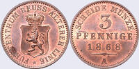 Reuß, ältere Linie zu Obergreiz, Fürstentum 3 Pfennige 1868 A (3/83Moe) ... 240,00 EUR  zzgl. 5,50 EUR Versand