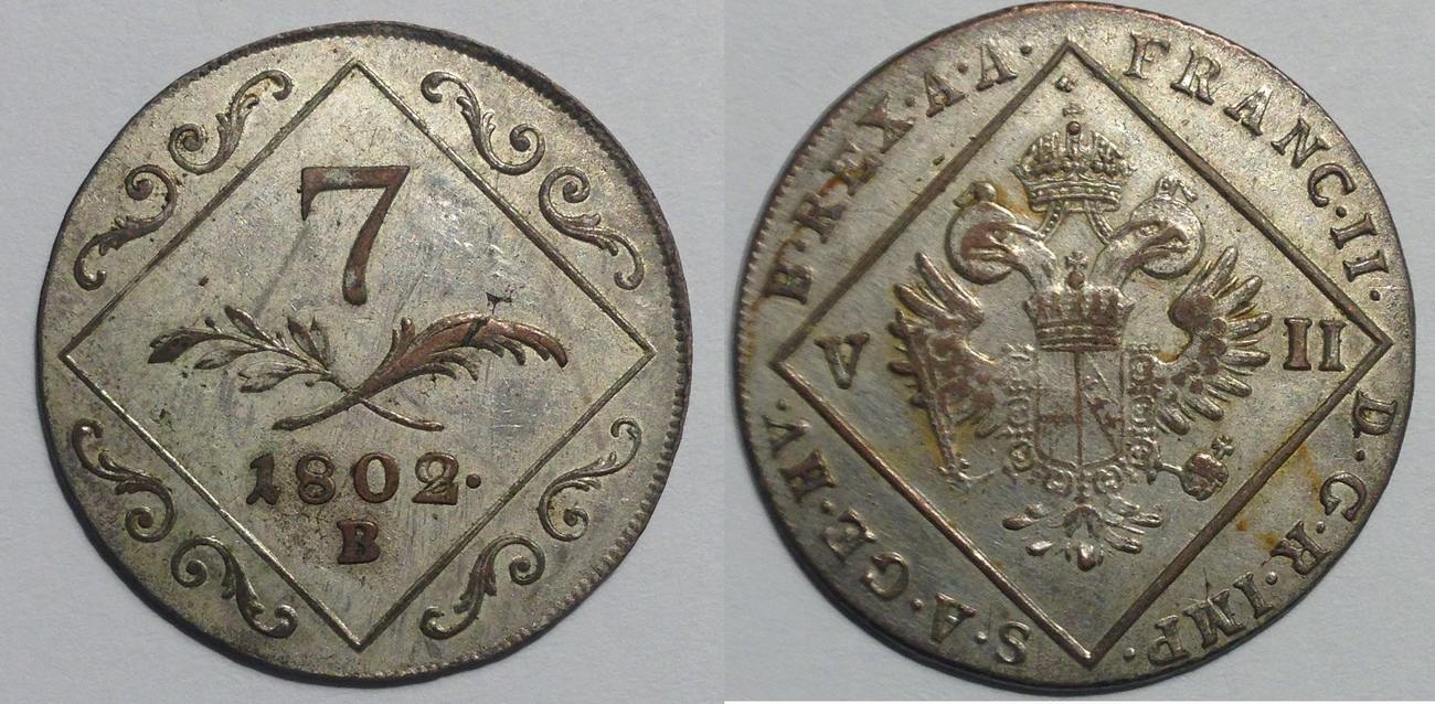 österreich 7 Kreuzer 1802 B Franz 1. 1792-1806 Vz +/- | MA-Shops