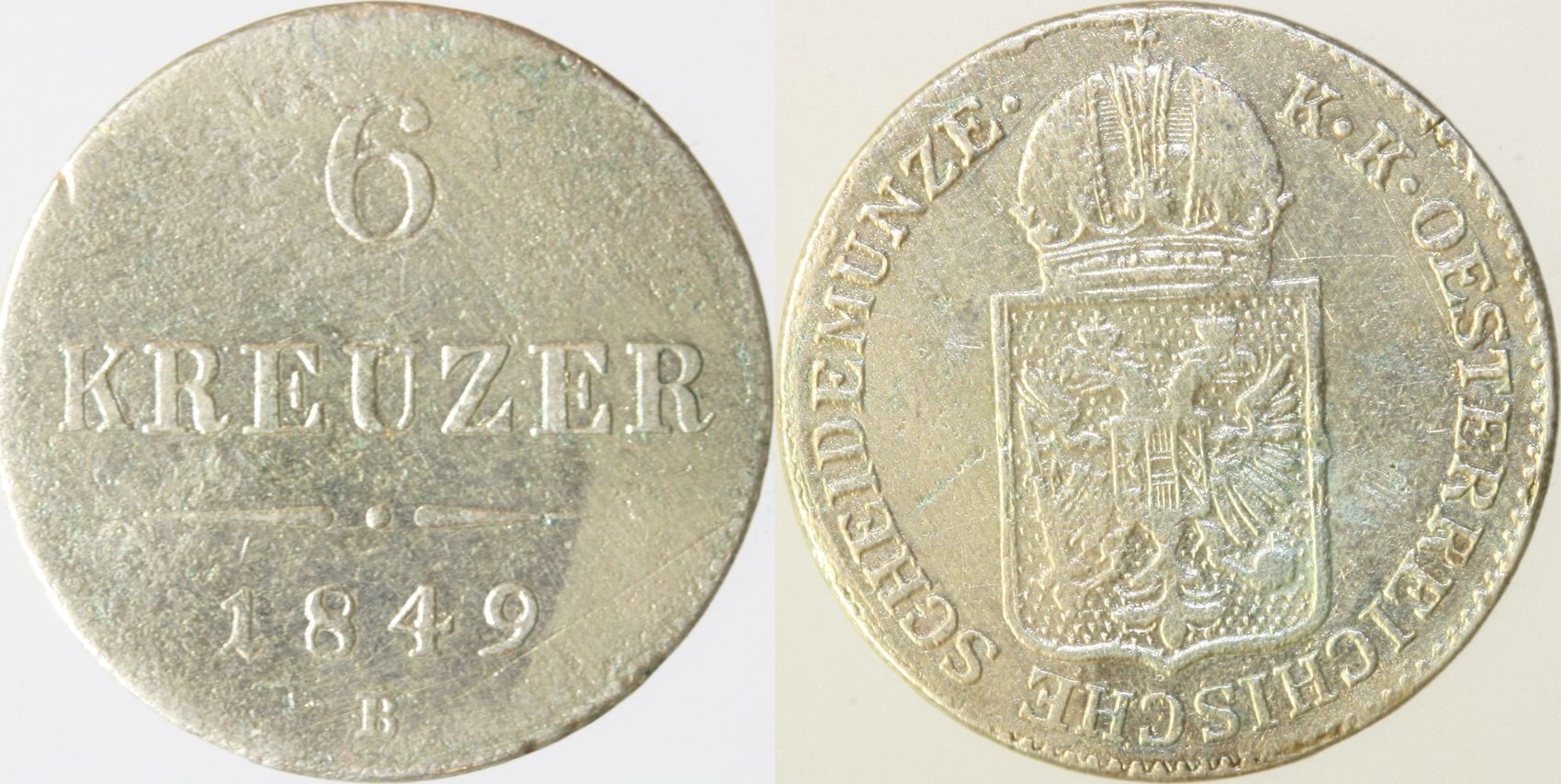 KAISERTUM ÖSTERREICH 6 Kreuzer 1849 B FRANZ JOSEF 1., 1848-1916 Ss | MA ...