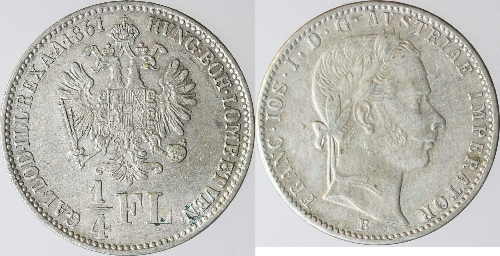 ÖSTERREICH 1/4 Gulden 1861 B Franz Josef 1848-1916 Vzgl - | MA-Shops