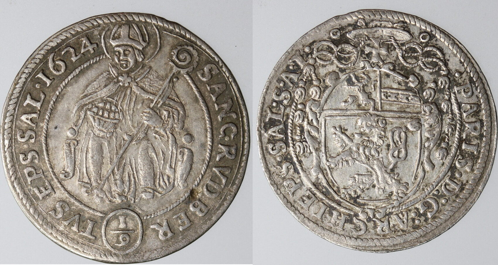 Erzbistum SALZBURG Neunteltaler 1624 Paris Lodron 16191653 vzgl