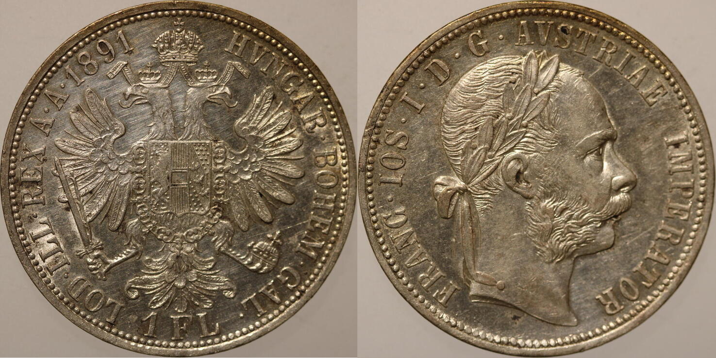 RDR Österreich GULDEN 1891 Franz Josef 18481916 vzgl +