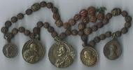wallfahrt 5 bronzemed. an rosenkranz petrus, paulus, franciscus, ignatius, anna, joachim, jesus, maria
