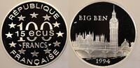 France 100 Francs 15 Ecus 1994 Big Ben vz PP offen 32,00 EUR  zzgl. 7,90 EUR Versand