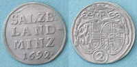 ERZBISTUM SALZBURG 2 Kreuzer (Halbbatzen) Johann Ernst Graf Thun Hohenstein, 1687-1709