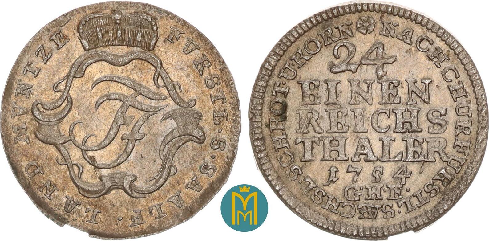 SachsenCoburgSaalfeld 1/24 Taler 1754 Franz Josias 17451764