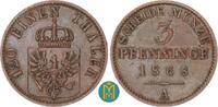 Brandenburg-Preussen 3 Pfennig Wilhelm I. 1861-1888. -