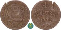 Augsburg-Bistum 1/4 Kreuzer Günzburg. Clemens-Wenzel von Sachsen-Polen 1768-1803. -