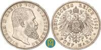 Kaiserreich / Württemberg 5 Mark Wilhelm II. 1891-1918 -