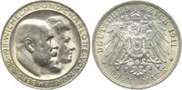 Deutsches Kaiserreich, Württemberg Wilhelm II. (1891-1918): zur Silbernen Hochzeit am 8. April 1911 3 Mark 1911 Stempelglanz-