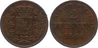 Bayern, Königreich 2 Pfenning 1866 Ludwig II. (1864-1886) wz. Rand- und ... 10,00 EUR  zzgl. 2,50 EUR Versand