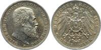 Deutsches Kaiserreich, Württemberg Wilhelm II. (1891-1918) 3 Mark 1909 F winzige Kratzer, vorzüglich