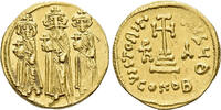  HERACLIUS, WITH HERACLIUS CONSTANTINE AND HERACLONAS AD 610-641. AV Solidus.