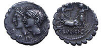 Roman Republic - denarius serratus Dei Penares, NICE! (JUL2526) -