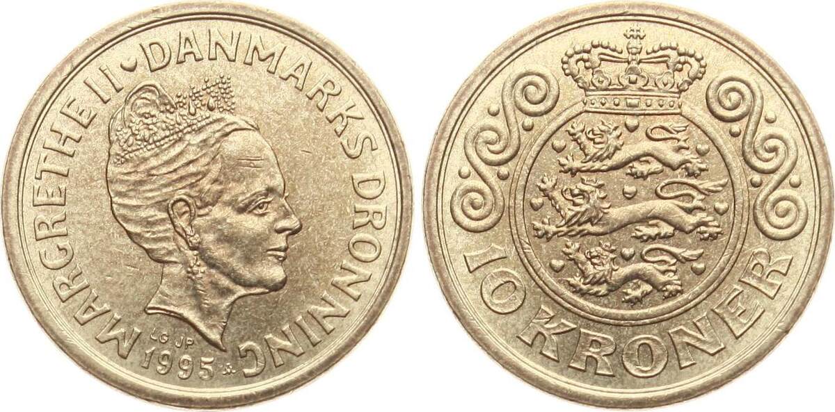 Dänemark 10 Kroner 1995 LG Margarethe II. vz