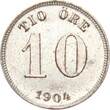 Schweden 10 Öre 1904 Oscar II. vz+