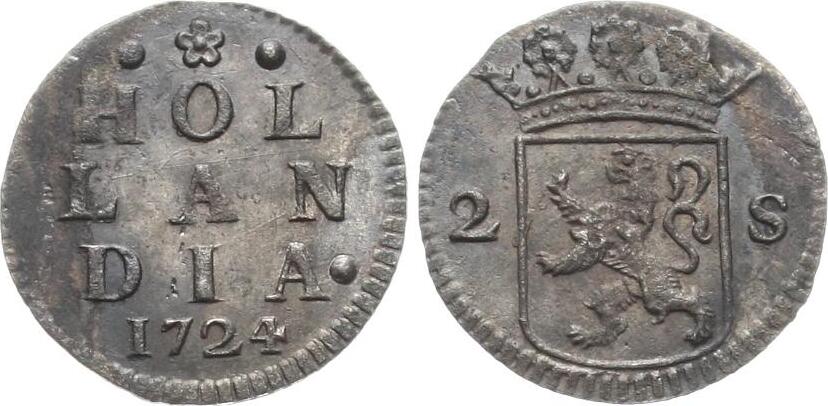NiederlandeHolland 2 Stuiver 1724 vz