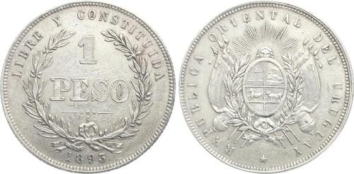 Uruguay 1 Peso 1893 So Republik, selten! vz