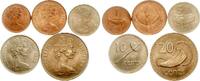 Fiji Cents 1969 Elisabeth II., 1952-2022, Lot von 5 Kursm&uuml;nzen stgl 12,00 EUR  zzgl. 6,00 EUR Versand