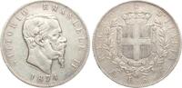 5 Lire 1874 M BN Italien Vittorio Emanuele II., 1861-1878 ss+