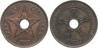 5 Centimes 1887 Belgisch-Kongo Leopold II. vz+