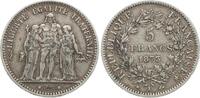 5 Francs 1873 A, Paris Frankreich Herkulesgruppe ss+