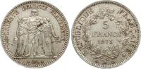 5 Francs 1873 A, Paris Frankreich Herkulesgruppe vz