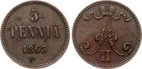 Finnland 5 Penniä Alexander II (Russland), seltenes Jahr -