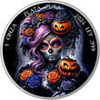 Mexiko 1 Libertad 2024 Vorverkauf: 1 OZ Dia de los Muertos Black Halloween - Oktober lieferbar BU colour