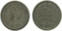 Pays - Bas Argent 25 Cents 25 Cents Wilhelmine Petit Buste Pays - Bas Argent -