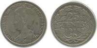 Pays - Bas Argent 25 Cents 25 Cents Wilhelmine Petit Buste Pays - Bas Argent -