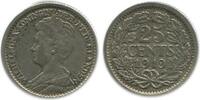 Pays - Bas Argent 25 Cents 25 Cents Wilhelmine Petit Buste Pays - Bas Argent -