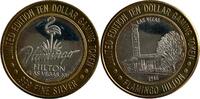 USA 10 Dollars USA 10 Dollars Gaming Token Fine Silver Las Vegas Flamingo Hilton, Top ERHALTUNG -