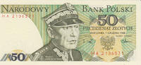 Poland 50 Zlotych 1988 Pick#142c UNC 5,00 EUR  zzgl. 5,00 EUR Versand